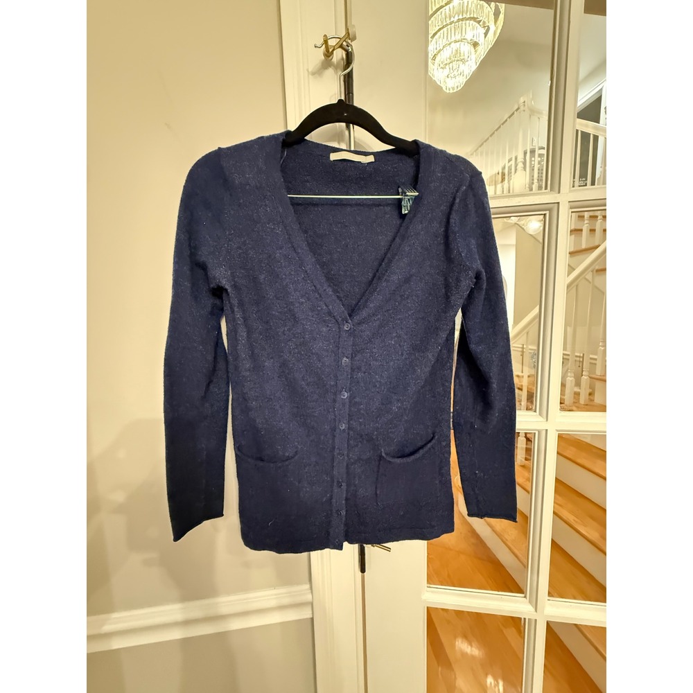 Tatuum Womens Navy Blue V-Neck Button Front Cardigan Sweater with Pockets XS